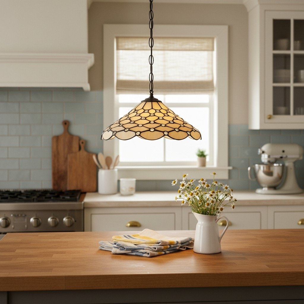 TF Pearl Pendant Light – With A Glass Shade and Adjustable Length for Dining and Kitchens