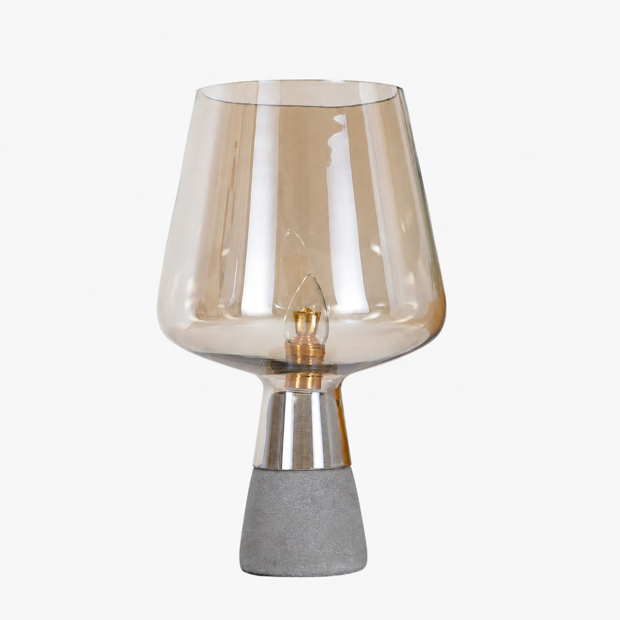 Concretea Industrial Table Lamp - Hand Blown Glass Globe with Concrete Base for Living Room