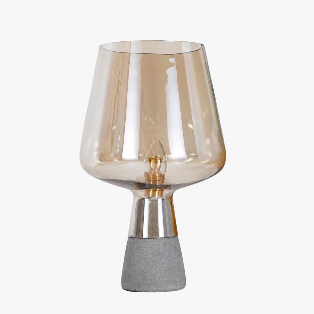 Concretea Industrial Table Lamp - Hand Blown Glass Globe with Concrete Base for Living Room