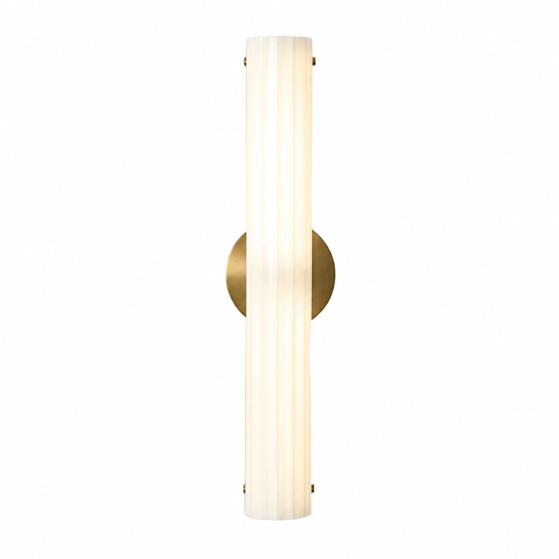 Trenia Steel Wall Sconce with Milky Glass Shade - Vertical Ribbed Design