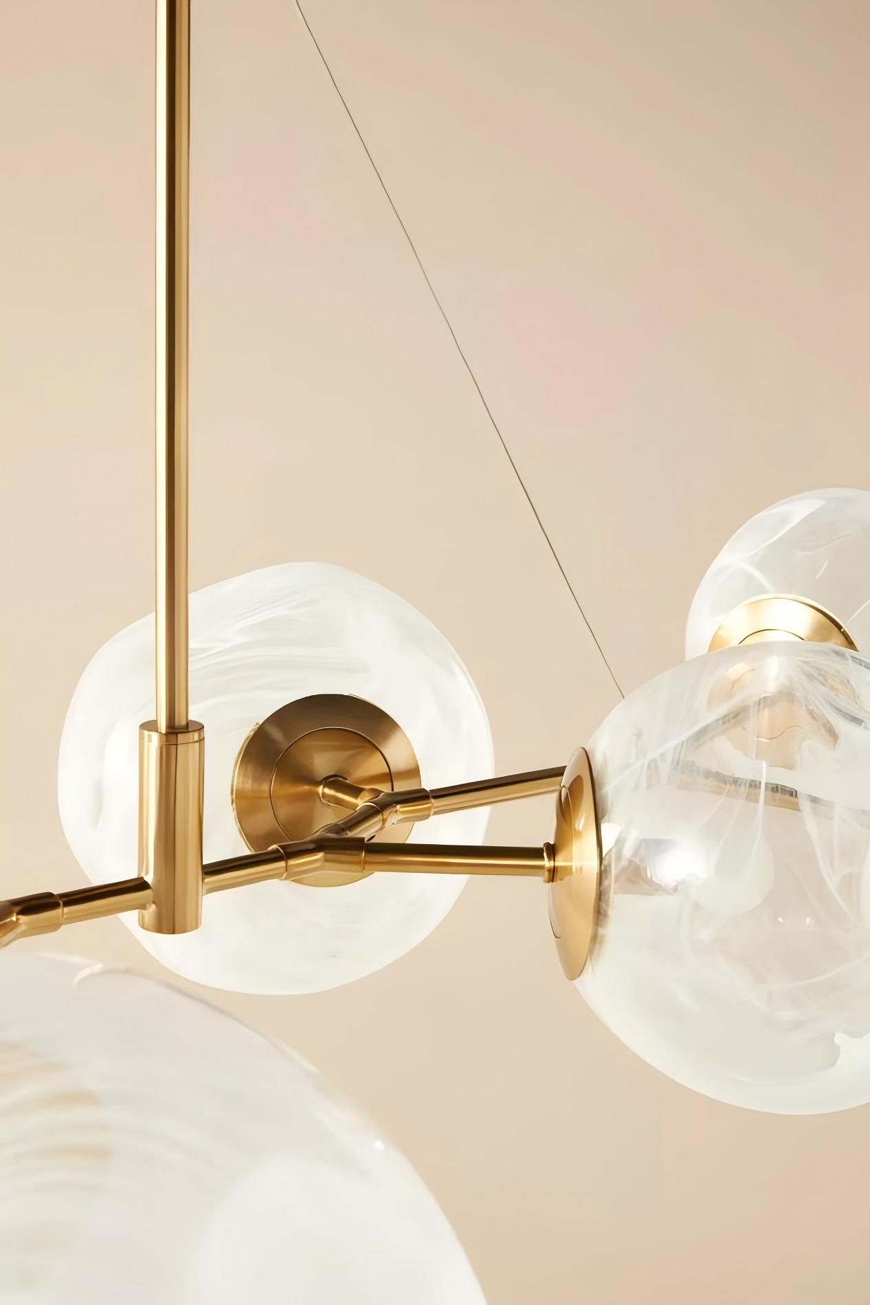 Pawrior Elegant Artistic Glass Spherical Metal Chandelier Perfect for Modern Interiors