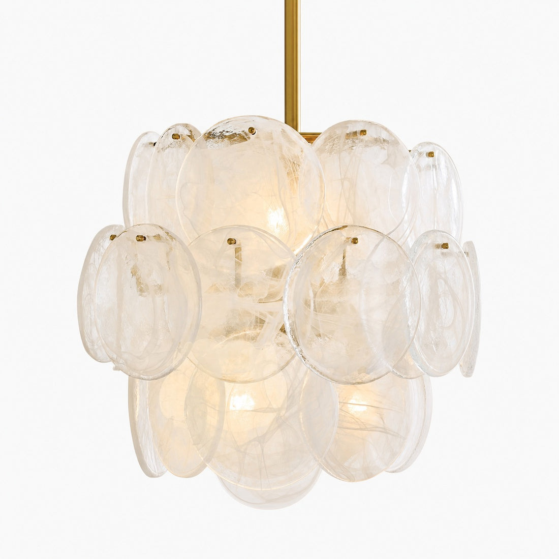 Sevra Cascading Glass Disc Pendant Light - Metal Vintage Brass Finish Fixture