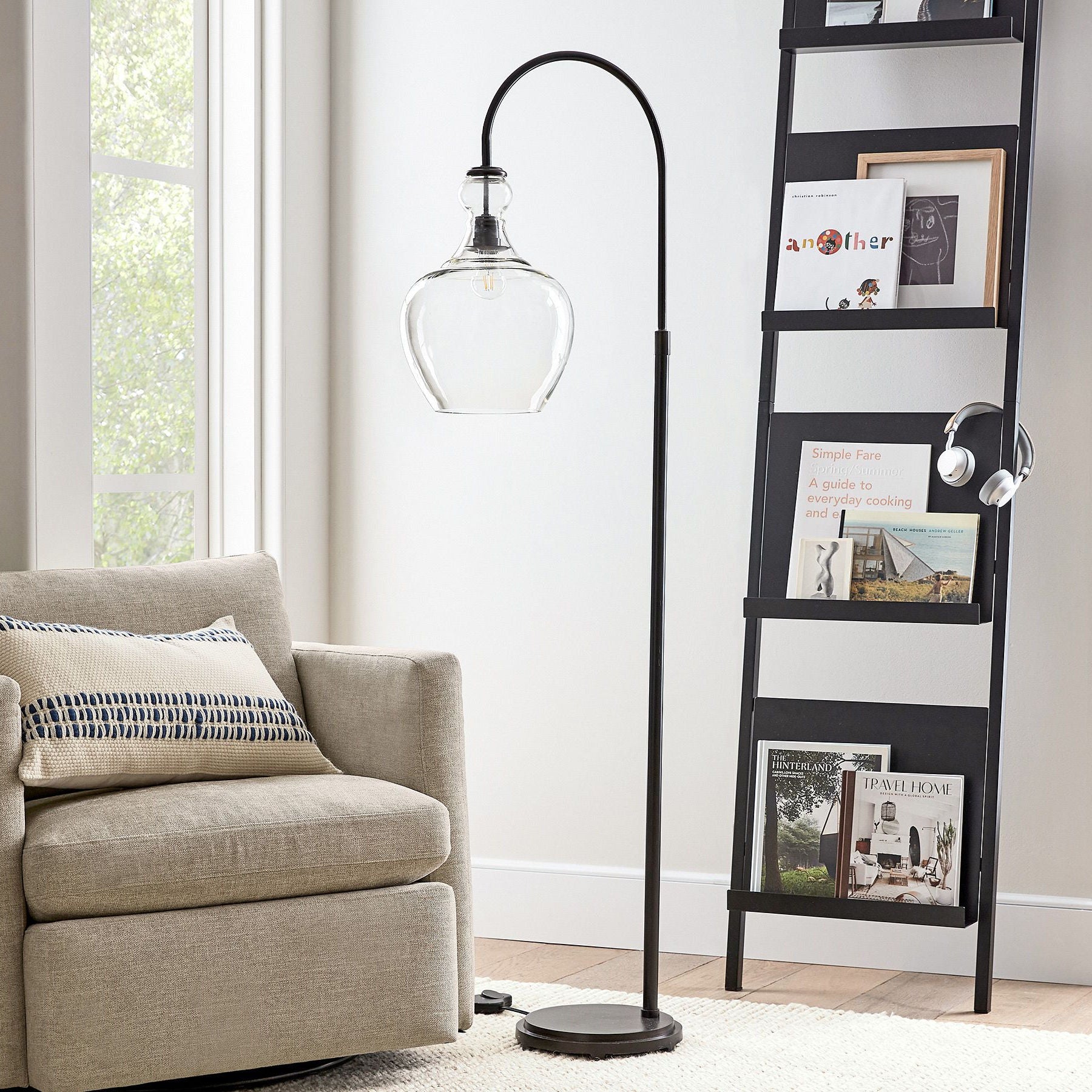 Lawson Rippled Glass Modern Floor Lamp – Artisan Design for Bedroom or Lounge