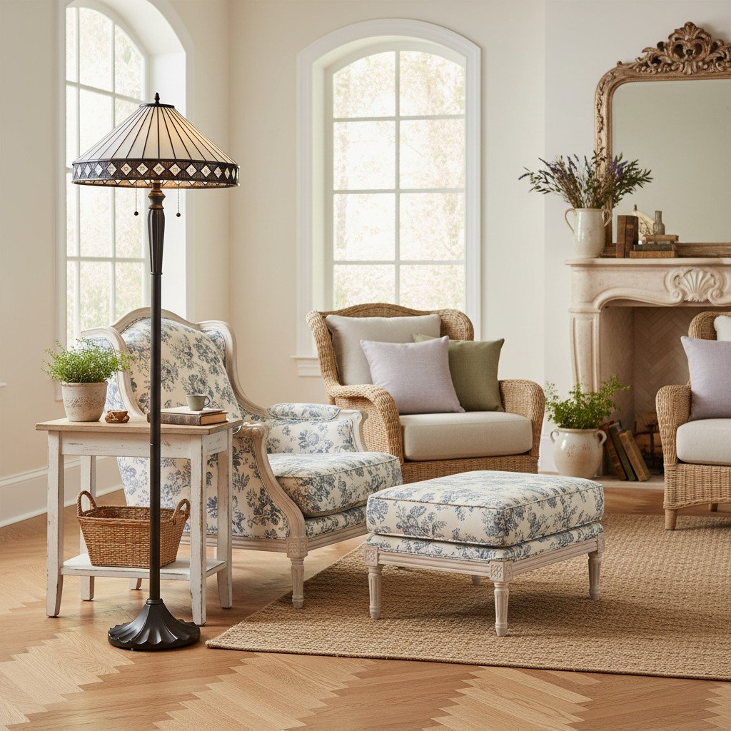 TF Fargo Geometric Art Deco Tiffany Floor Lamp for Living Room Corner Lighting