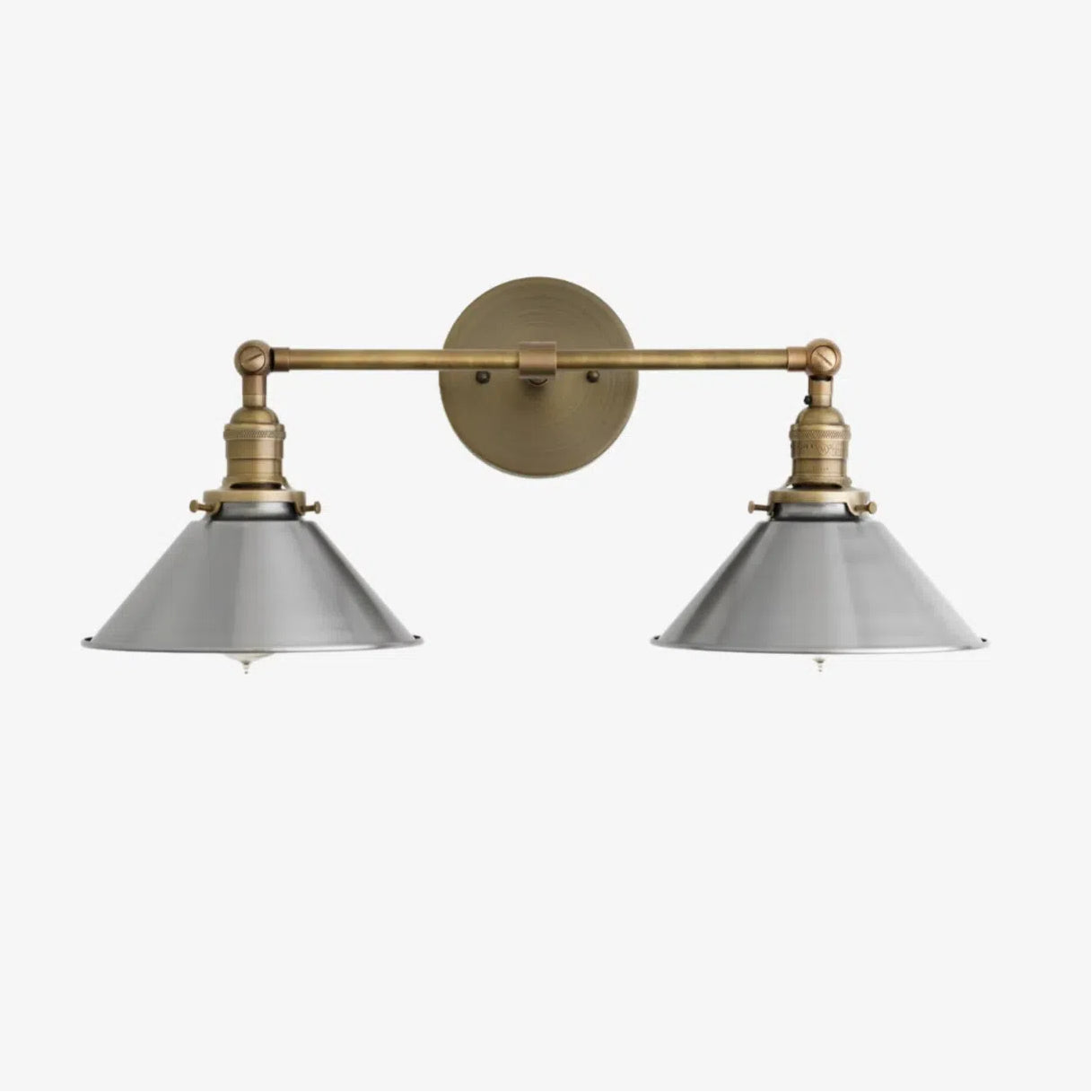 Conique Metal Two-Light Industrial Vanity Sconce – Wall Fixture for Bathroom & Hallway