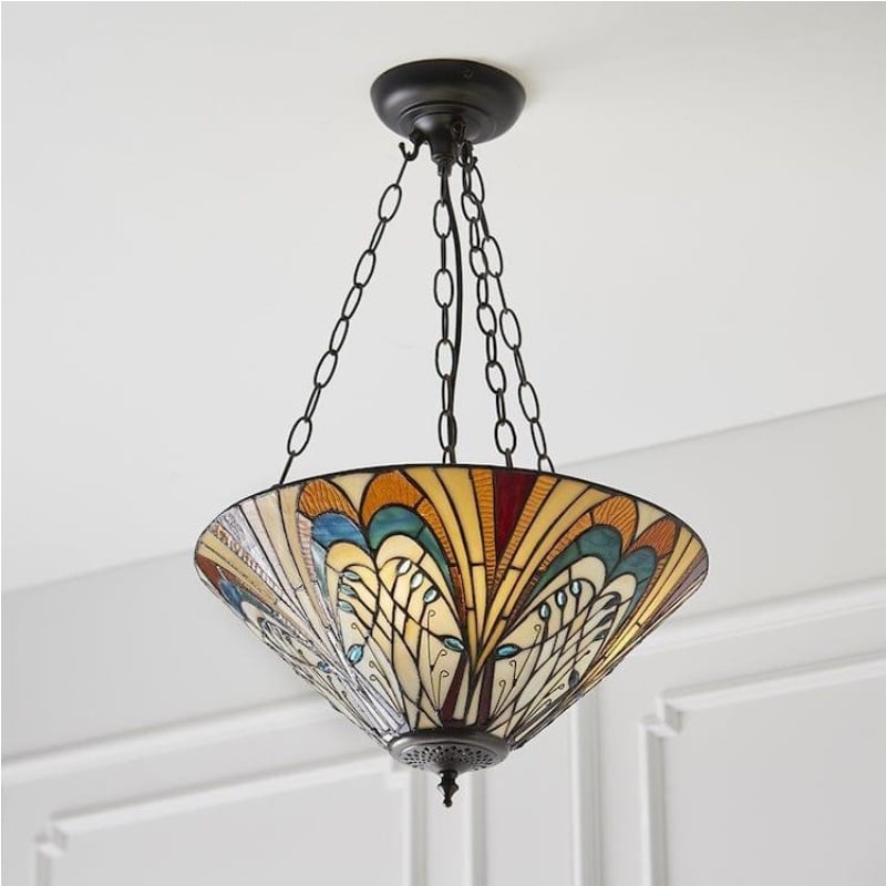 TF Hector Ceiling Light – Handcrafted Stained Glass Design Semi‑Flush or Pendant Fixture for Home
