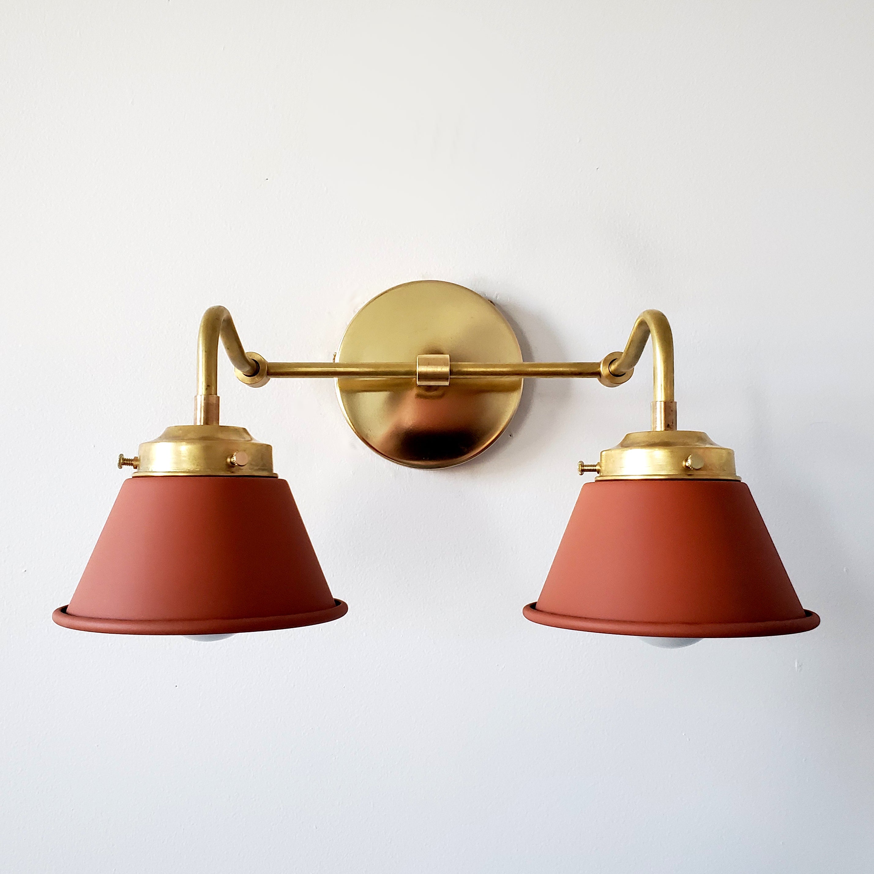 Modern Double Cone Brass Sconce - Accent Lighting For Bathroom & Hallway