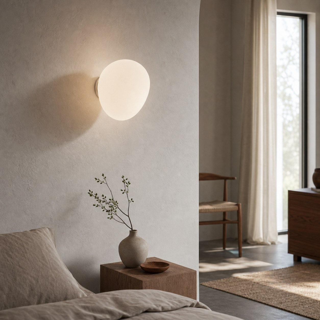 Stonea Organic Pebble Silhouette Wall Ceiling Lamp Contemporary Glass Light for Home N16