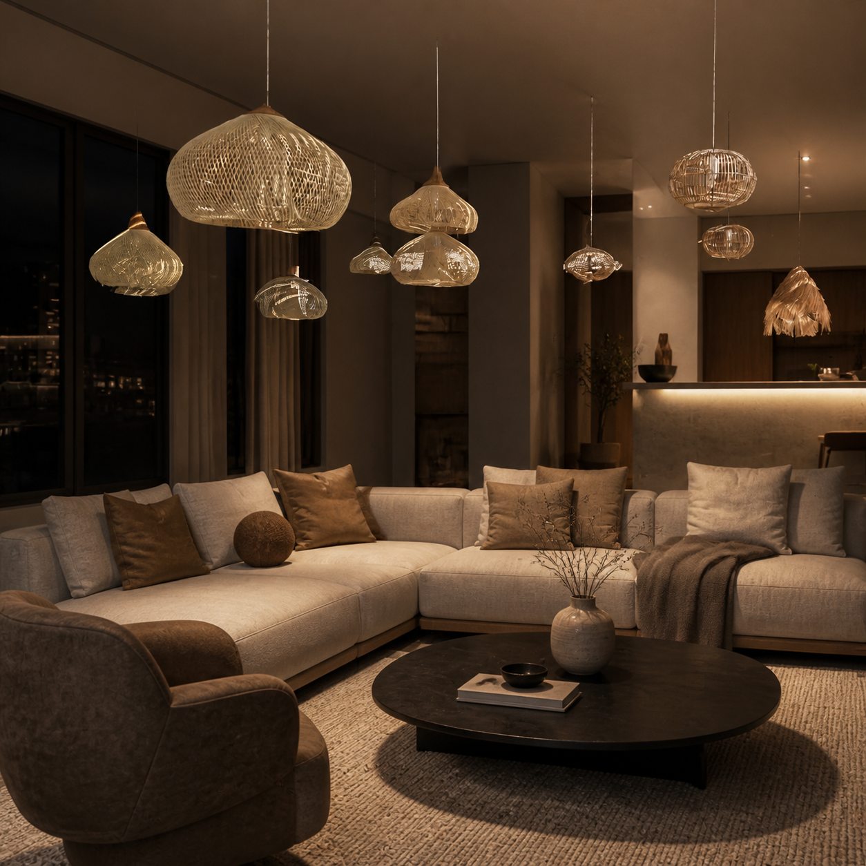 Harp Braided Rattan Pendant Lamp