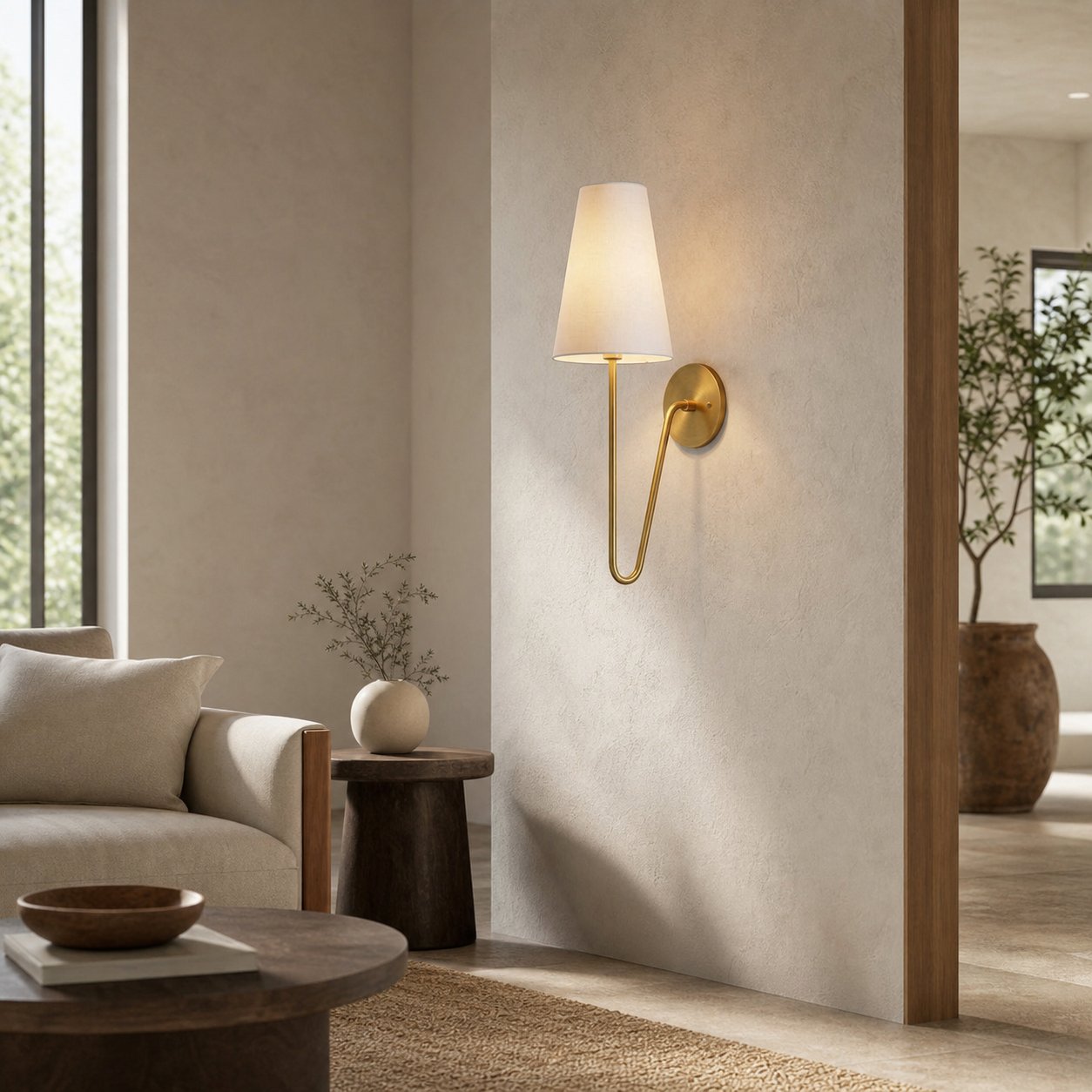 Organic Glass Scoop Wall Light – Minimalist Modern Decorative Ambient Sconce for Living Room
