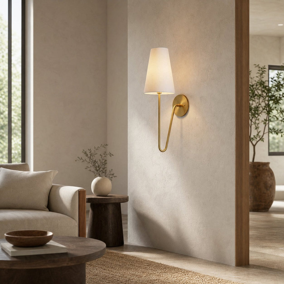 Organic Glass Scoop Wall Light – Minimalist Modern Decorative Ambient Sconce for Living Room