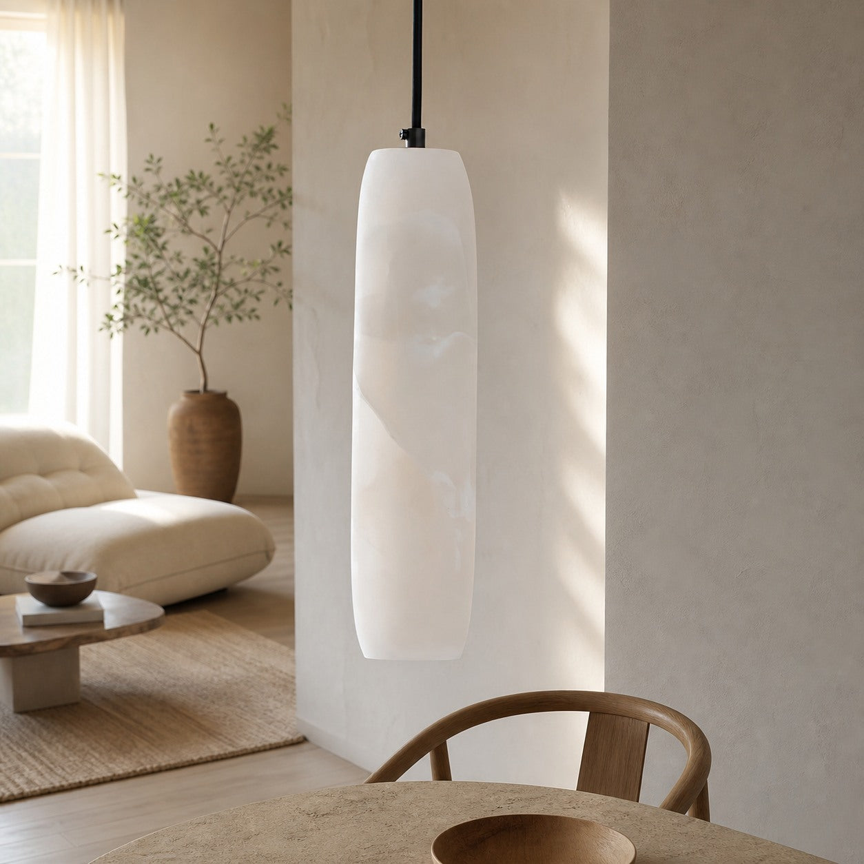 Alabaster Flute Pendant Light