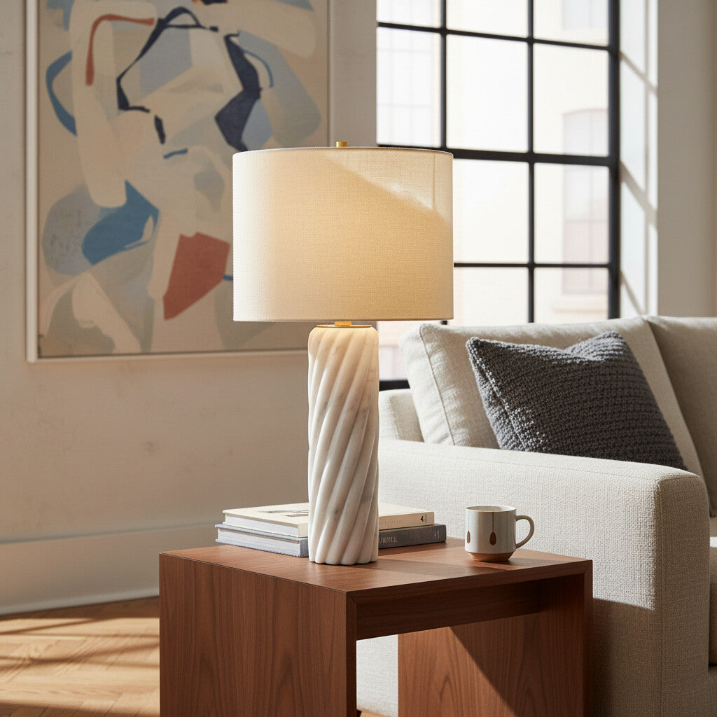 Albi Sculpture Marble Table Lamp - Minimalist metal design suitable for bedroom or living room