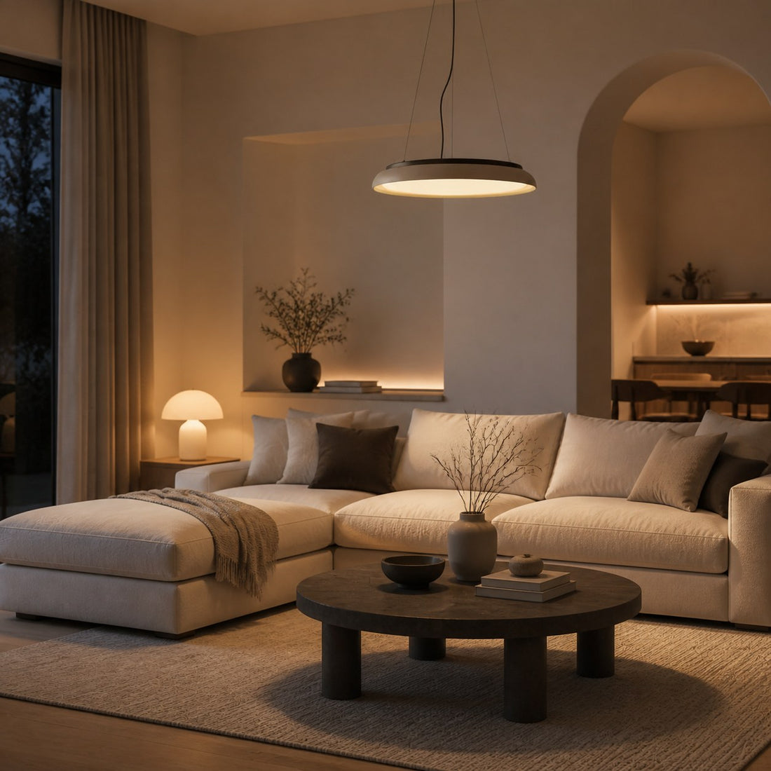 Torvella Travertine Ring Pendant Light - Minimalist Sculptural Lamp for Modern Interiors