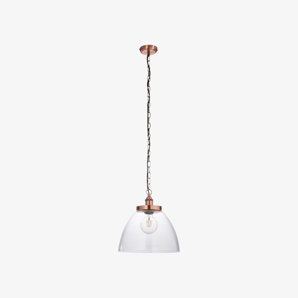 Novera Art Deco Dome Adjustable Height Glass Shade Pendant Light - Living Room