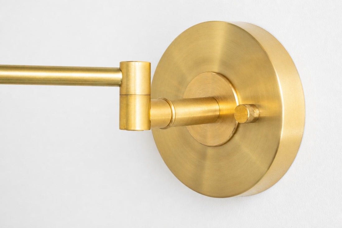 Ornato Luxe Brass Schoolhouse Sconce - Art Deco Wall Light with White Glass Shade