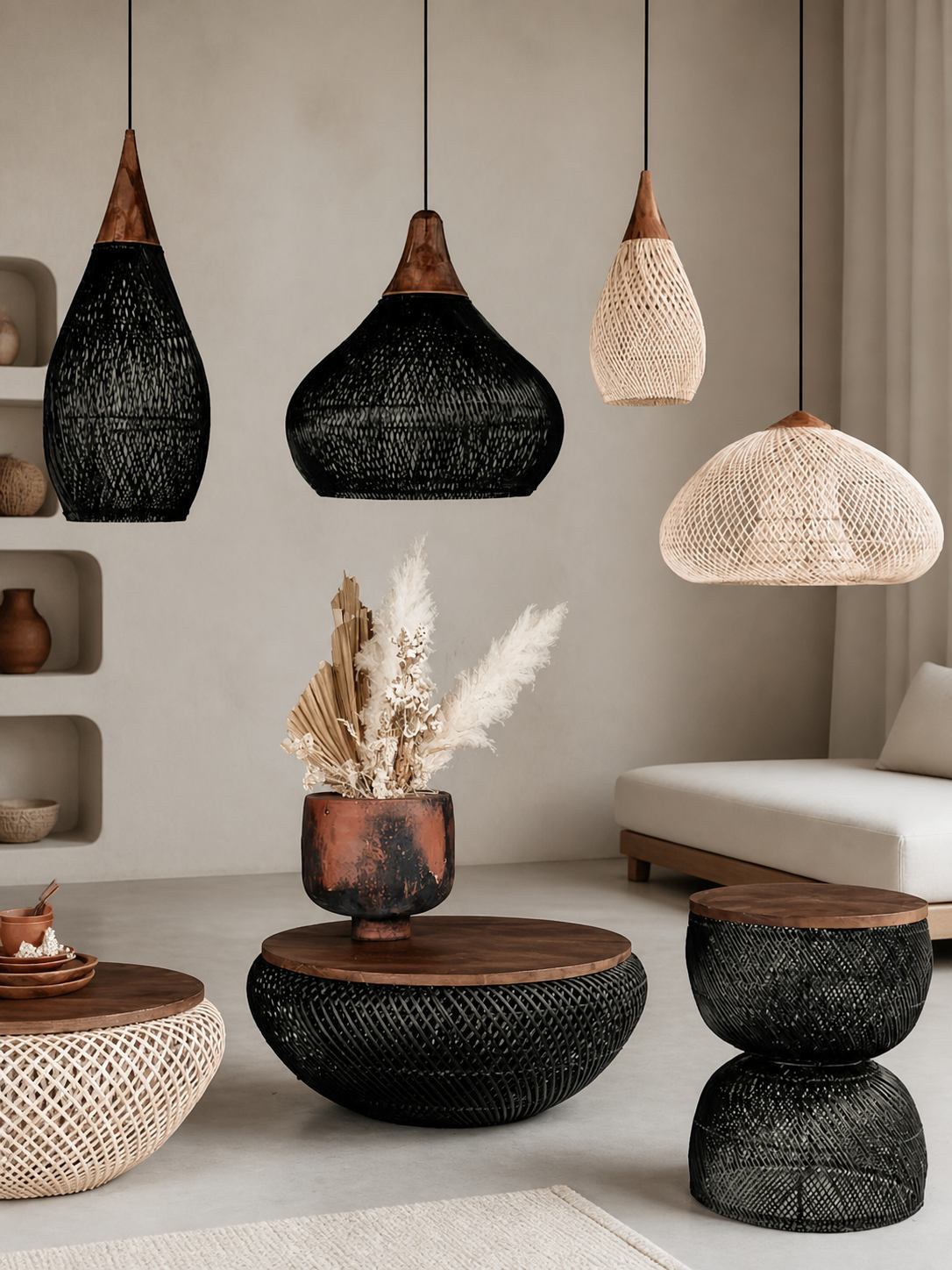 Harp Braided Rattan Pendant Lamp
