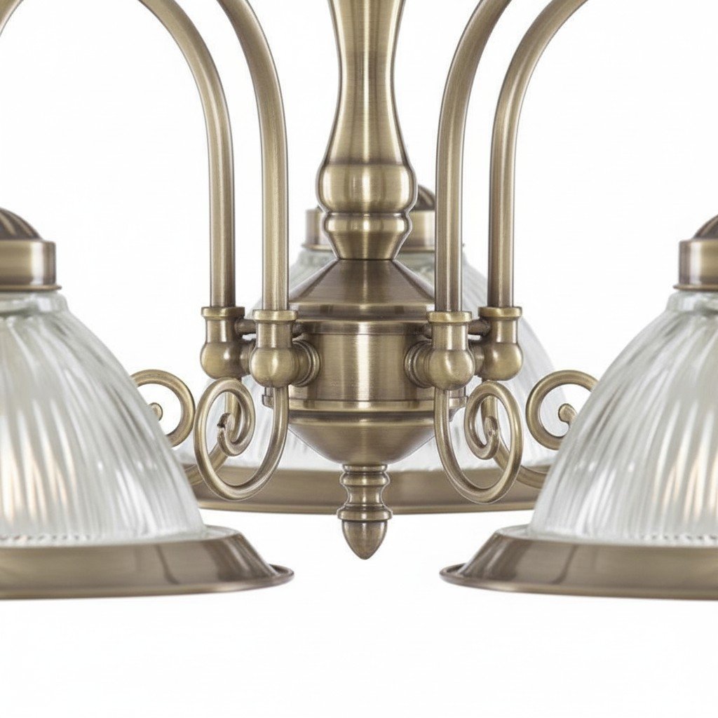 TF Vintora Ribbed Glass Pendant Light – Elegant Metal Trim for Kitchens, Dining Areas and Hallways