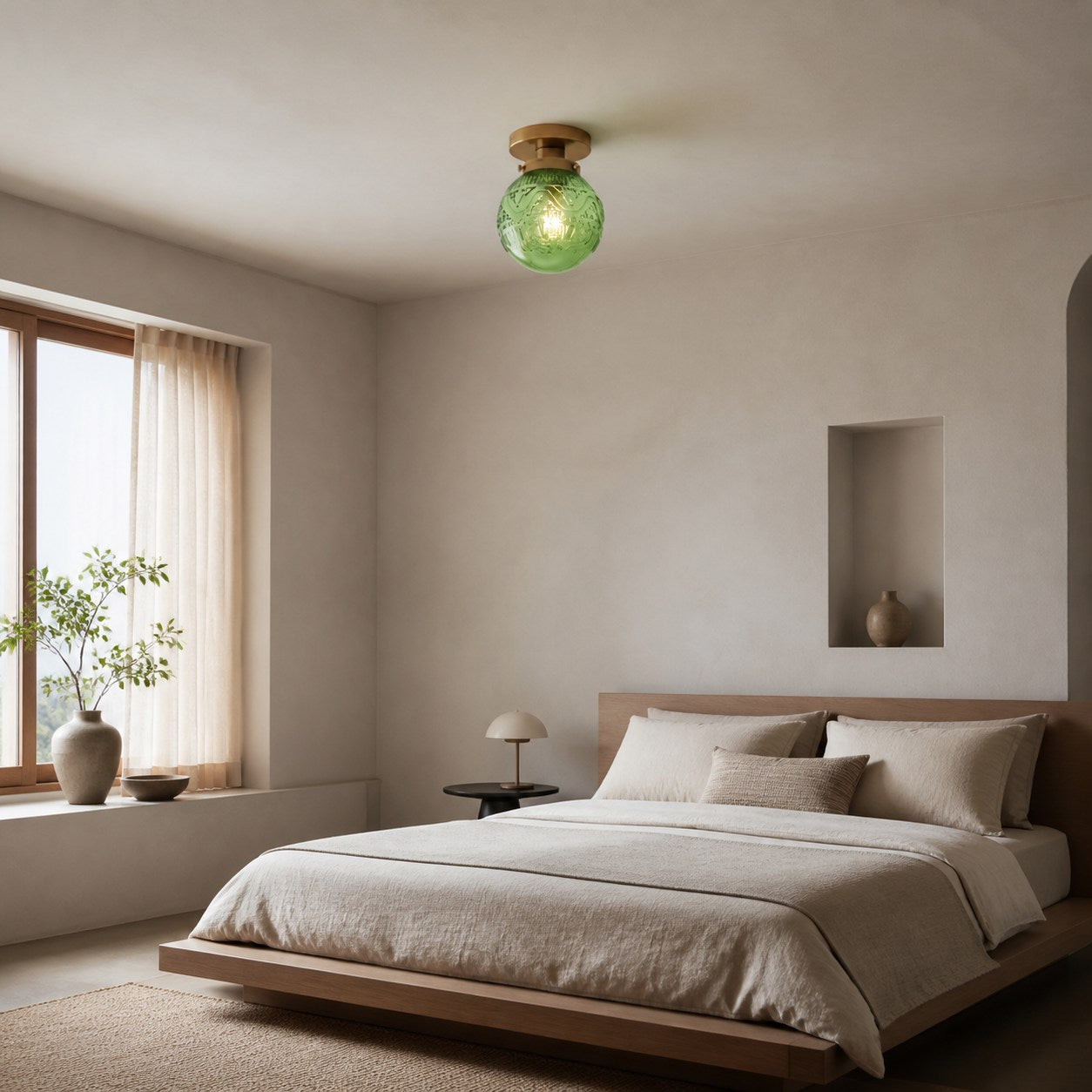 Naveliro Sphere Glass Flush Mount Ceiling Light - Timeless Design for Living Room and Kitchen