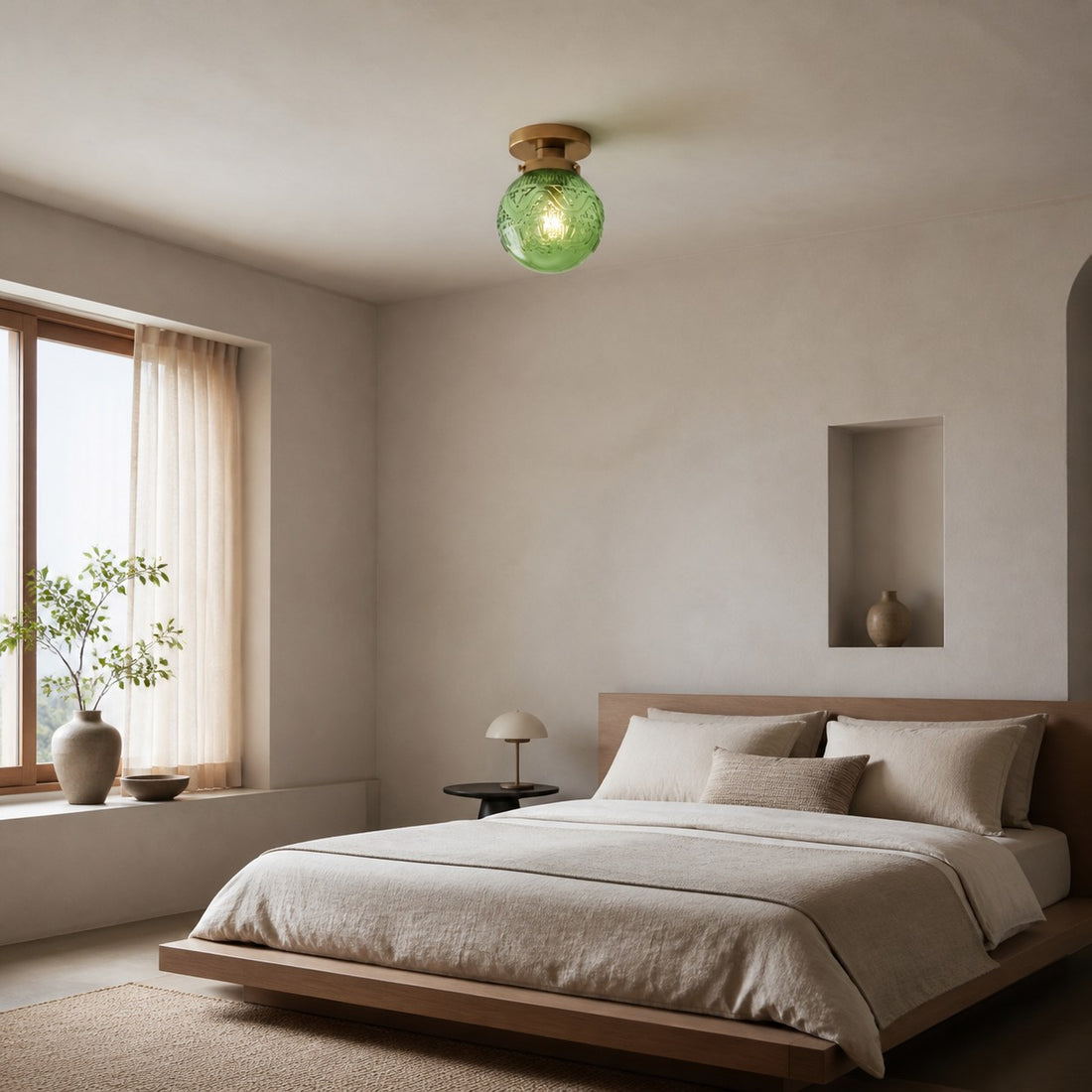 Naveliro Sphere Glass Flush Mount Ceiling Light - Timeless Design for Living Room and Kitchen