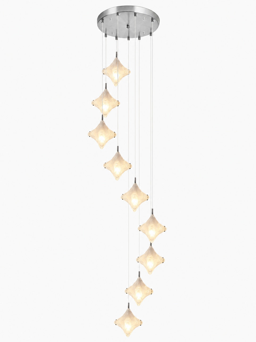 Art Deco Star Staircase Pendant Light – Frosted Glass Hanging Fixture –  Astris Altair