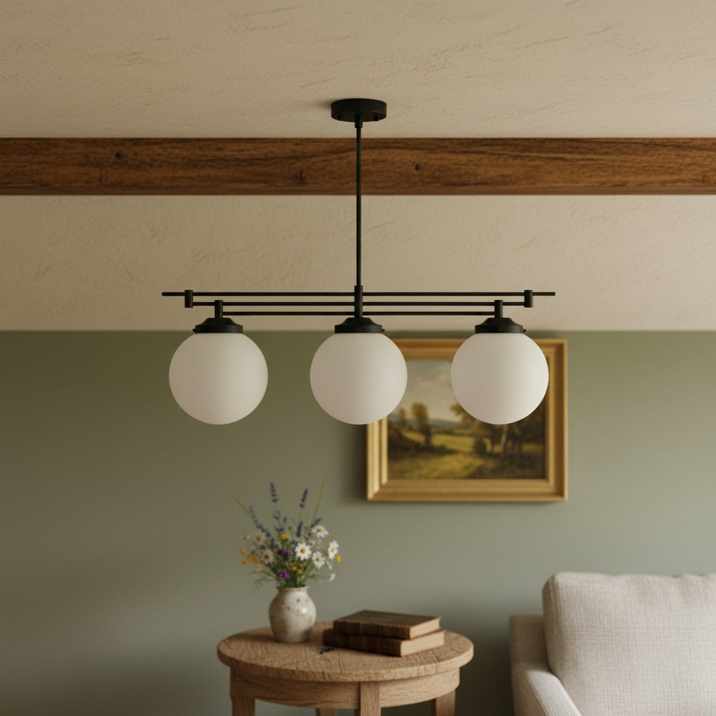 Glorica Glass Frosted Globe Pendant Light - Art Deco Hanging Light for Home