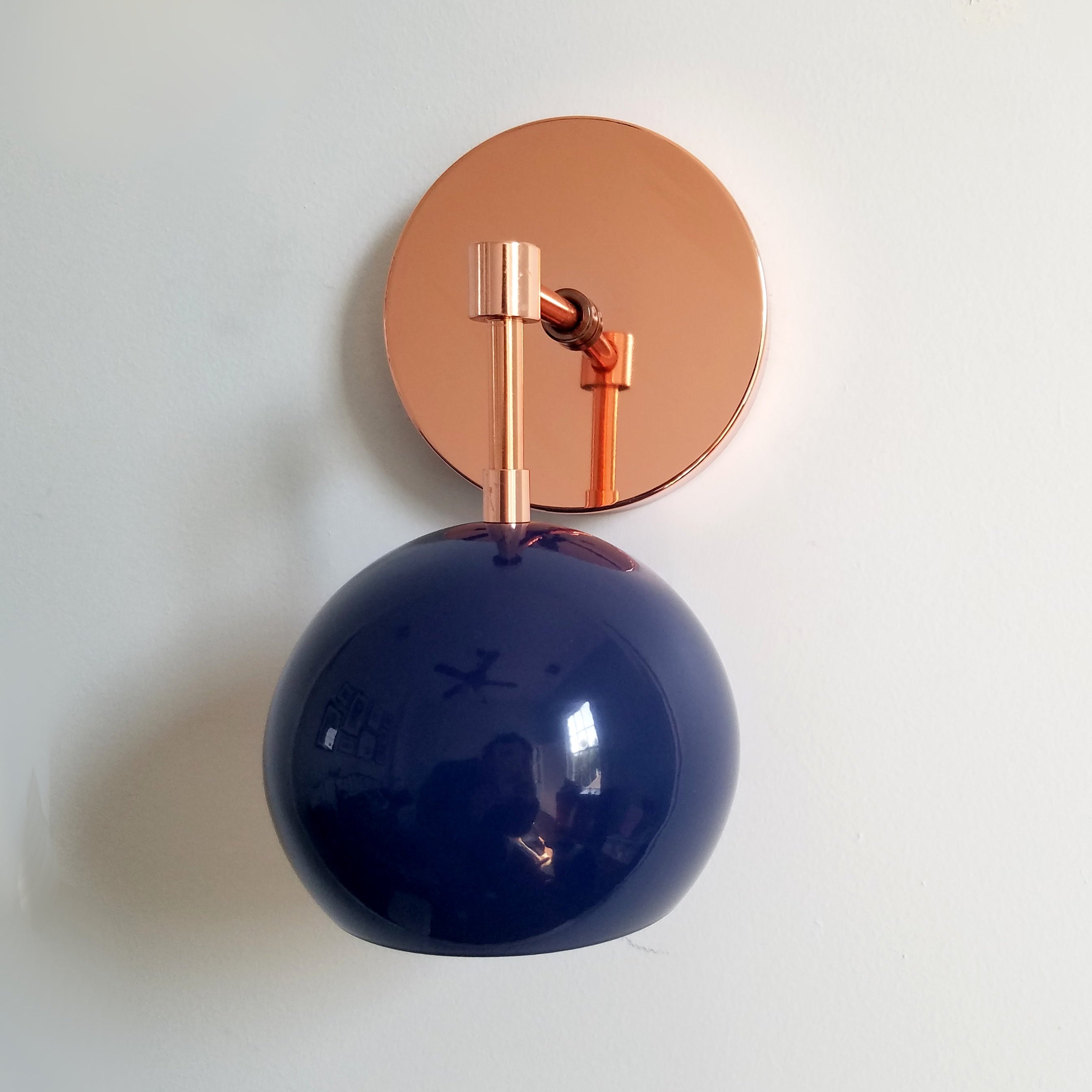 Modern Stylish Navy Globe Accent Wall Sconce