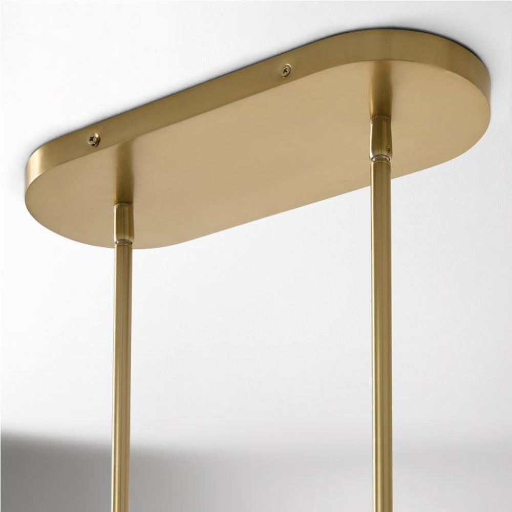 Ferosa Boat-Shaped Lampshade Linear Chandelier - Antique Brass with Milk Glass