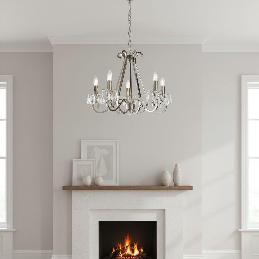 Talonis Crystal Chandelier - Traditional Candle-Style Brass and Nickel for Living Room and Dining Room