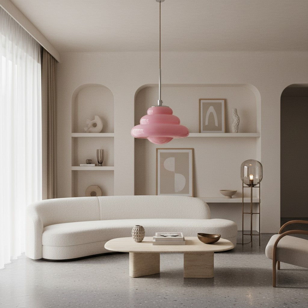 Bomiello Modern Layered Glass Pendant Light - Sculptural Minimal Light for Living Room or Bedroom