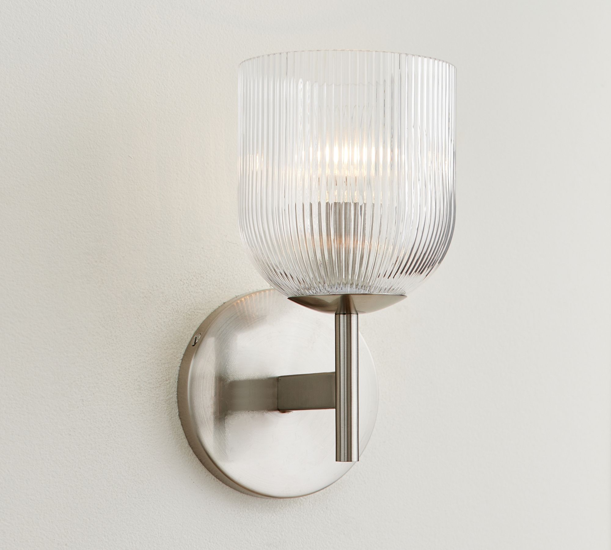 Bravira Ribbed Glass Sconce - Metal Wall Light with Clear Glass Shade