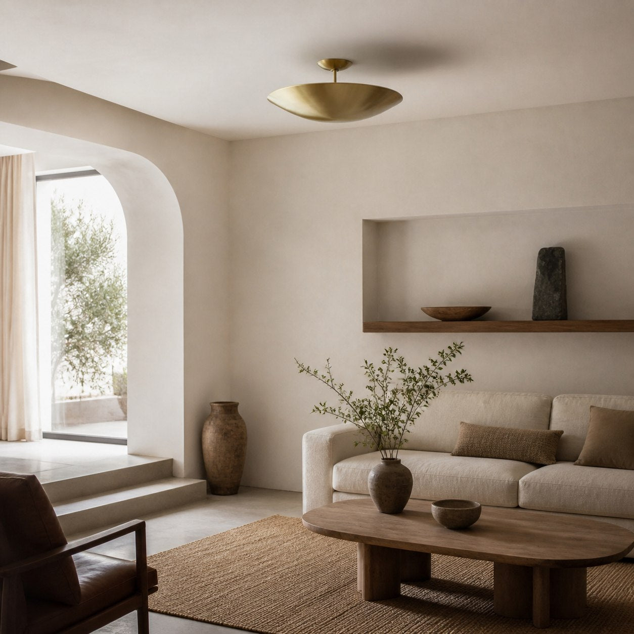 Plara Flush Mount - Rounded Minimalist Dome Metal Ceiling Light for Hallway
