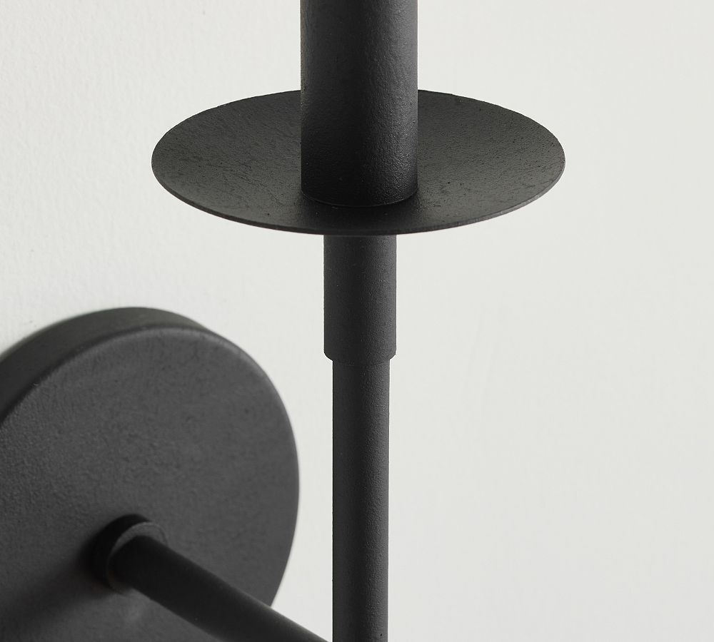 Rowan Bronze or Brass Wall Sconce - Iron Light with White Linen Shade for Home