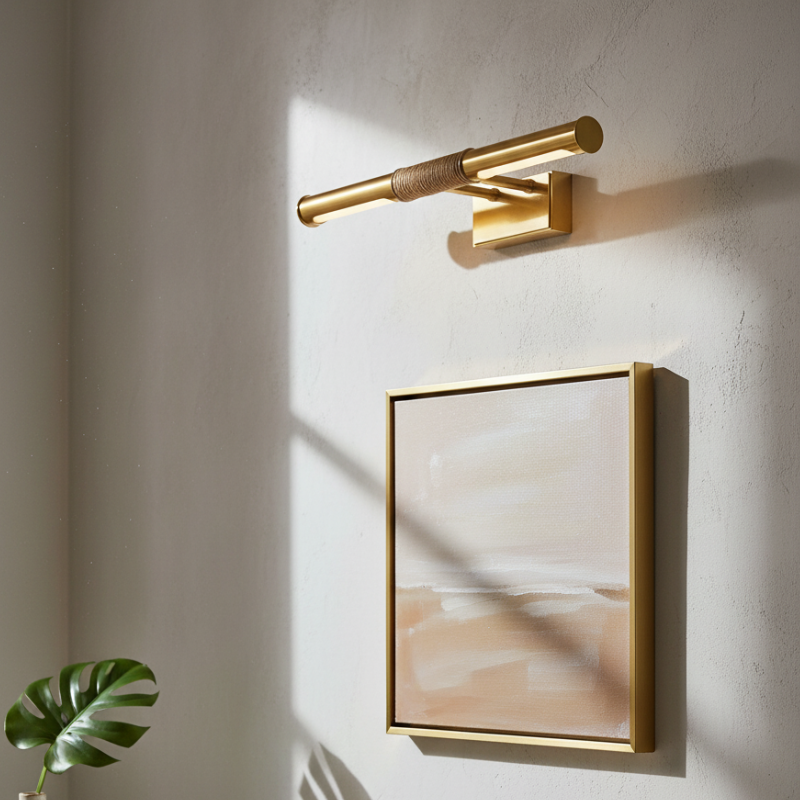 Aurix Picture Light - Slim Wrapped‑Center Bar Design Metal Finish Wall Lamp for Gallery & Hallway