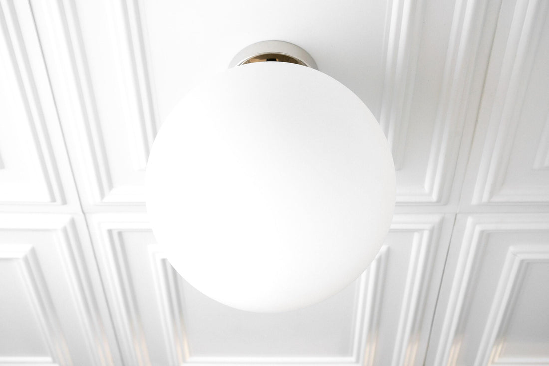 Glorica Glass 12 Inch Globe Ceiling Light - Frosted Glass Art Deco Pendant And Flush Mount