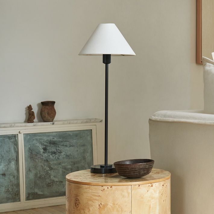 Diora Table & Floor Lamps - Linen Shade Modern Linear Style Sophisticated Accent