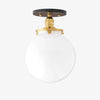 Glorica Glass Mid Century Semi Flush Ceiling Light - White Opal Glass Globe Fixture