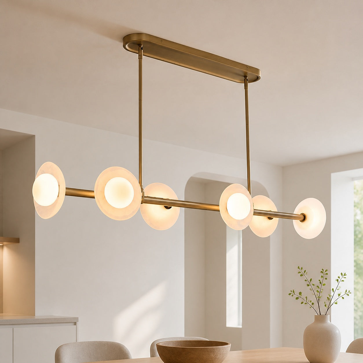 Elorina 6-Light Linear Chandelier - Modern Metal Light Fixture - Dining Room Lighting