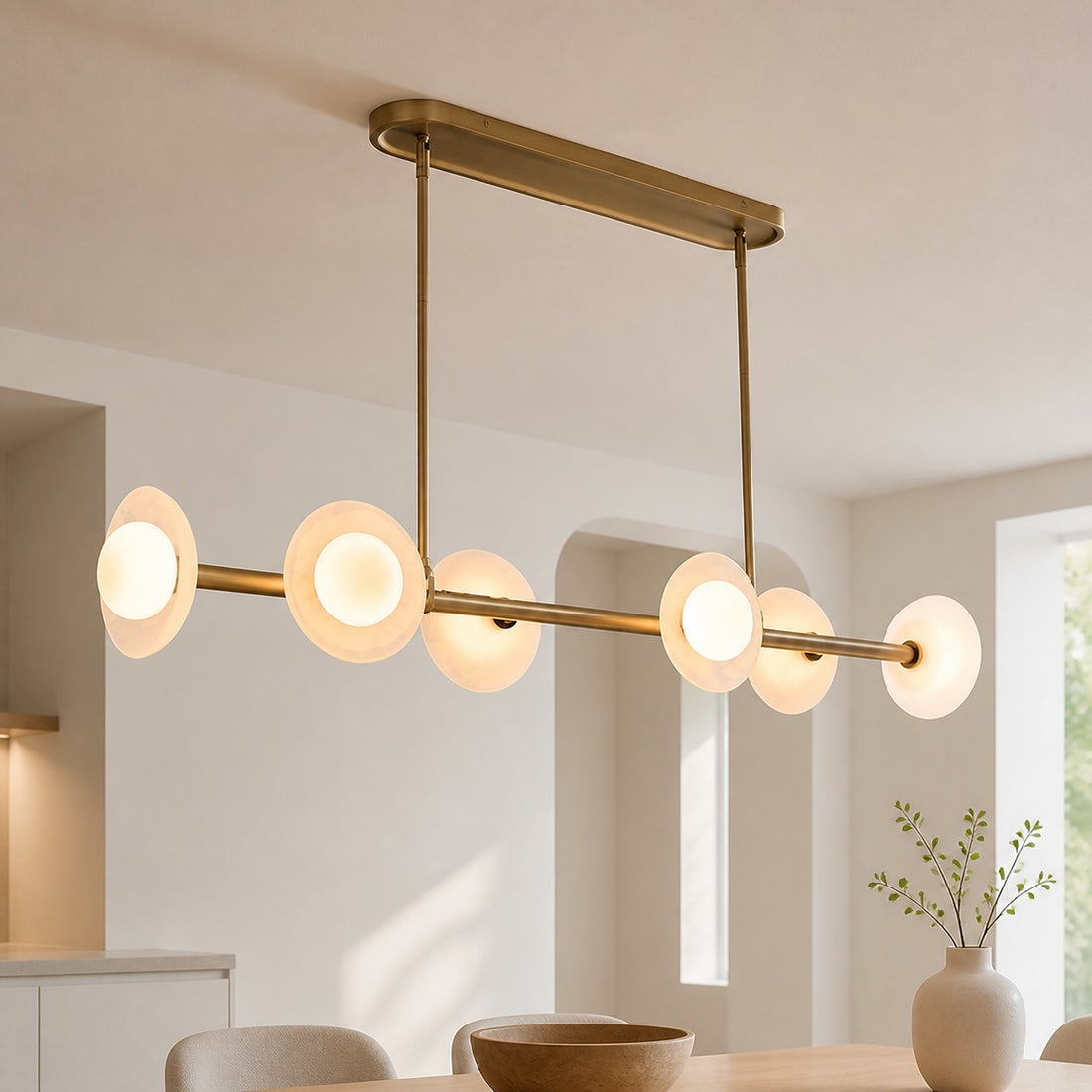 Elorina 6-Light Linear Chandelier - Modern Metal Light Fixture - Dining Room Lighting