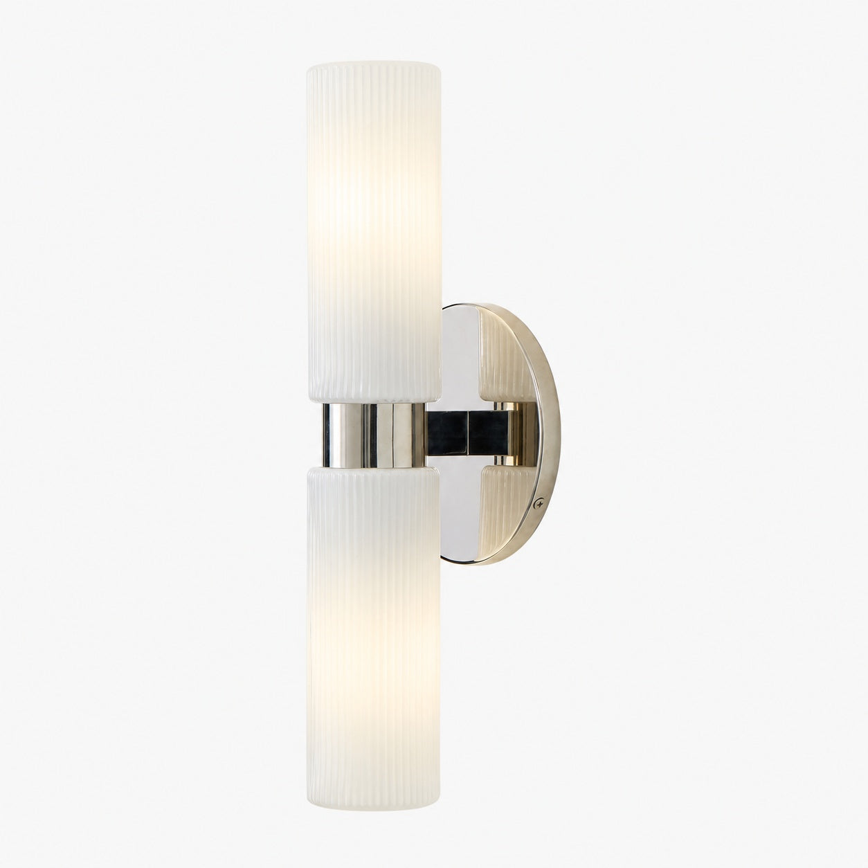 Rivora Fluted Glass Double Short Sconce - Indoor Outdoor Wall Light Elegance