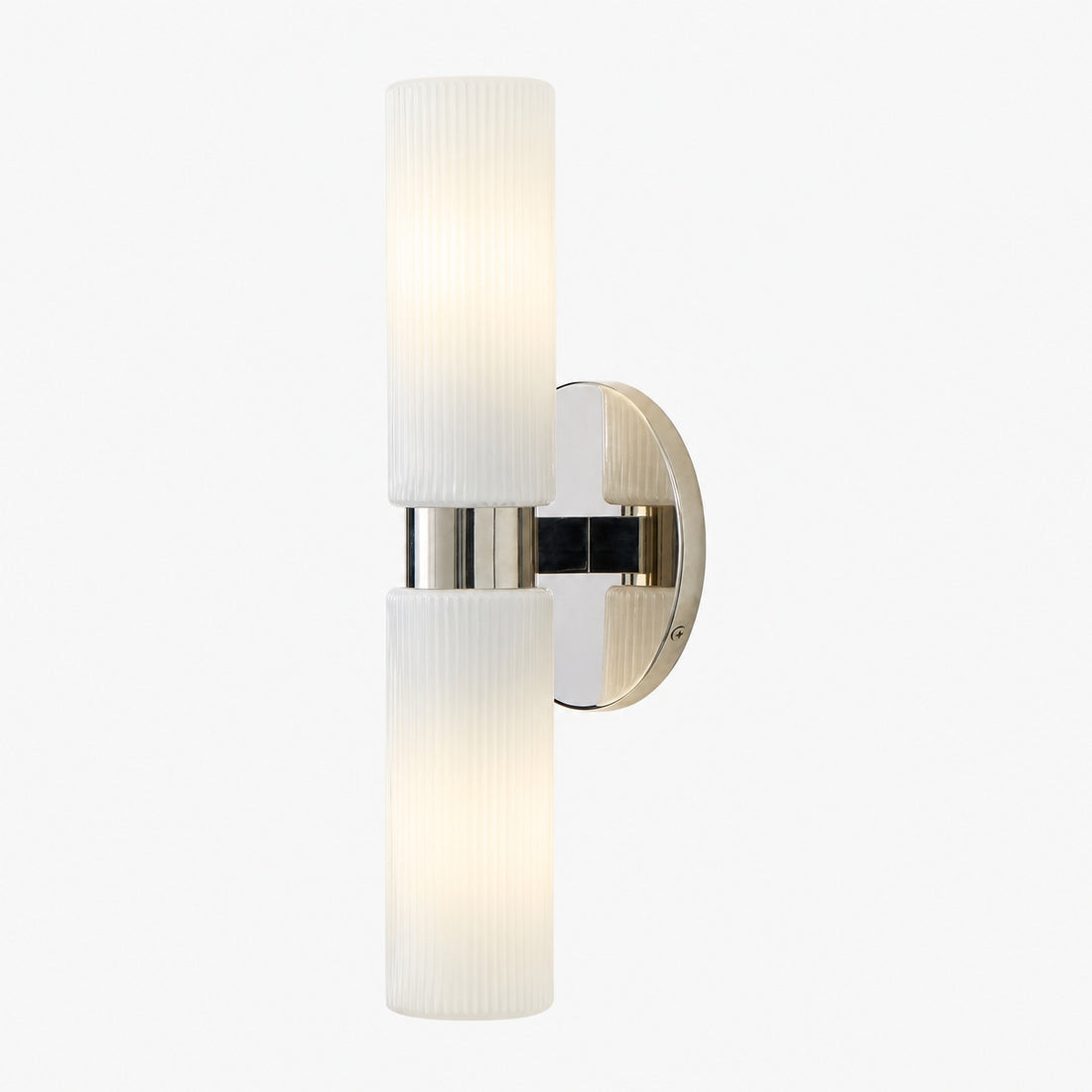 Rivora Fluted Glass Double Short Sconce - Indoor Outdoor Wall Light Elegance