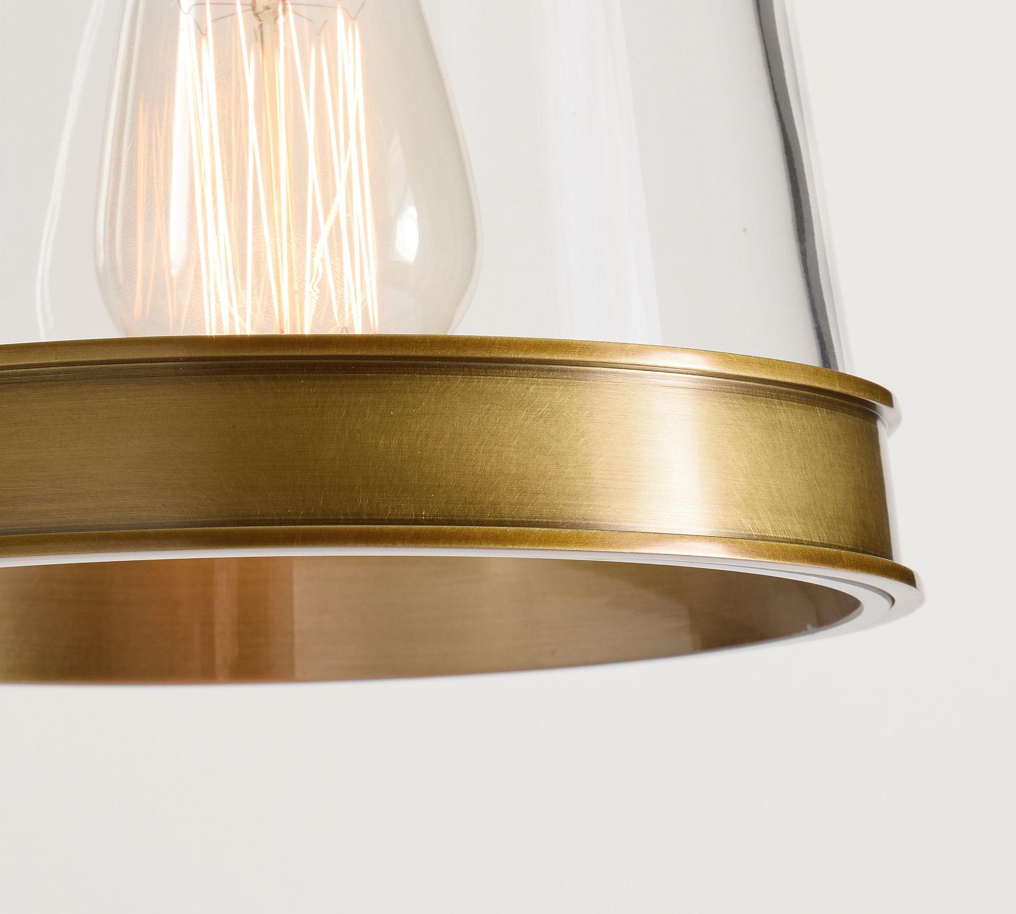 Driscoll Glass Drum Pendant Light - Contemporary Brass Hanging Lamp