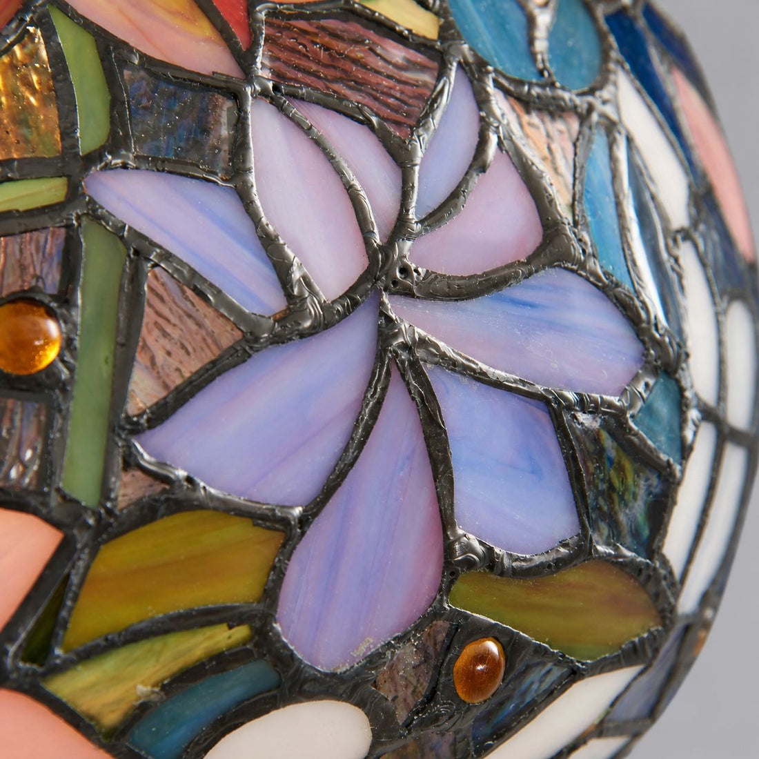 TF Sullivan Tiffany Floor Lamp - Floral Stained Glass Design for Study or Living Room