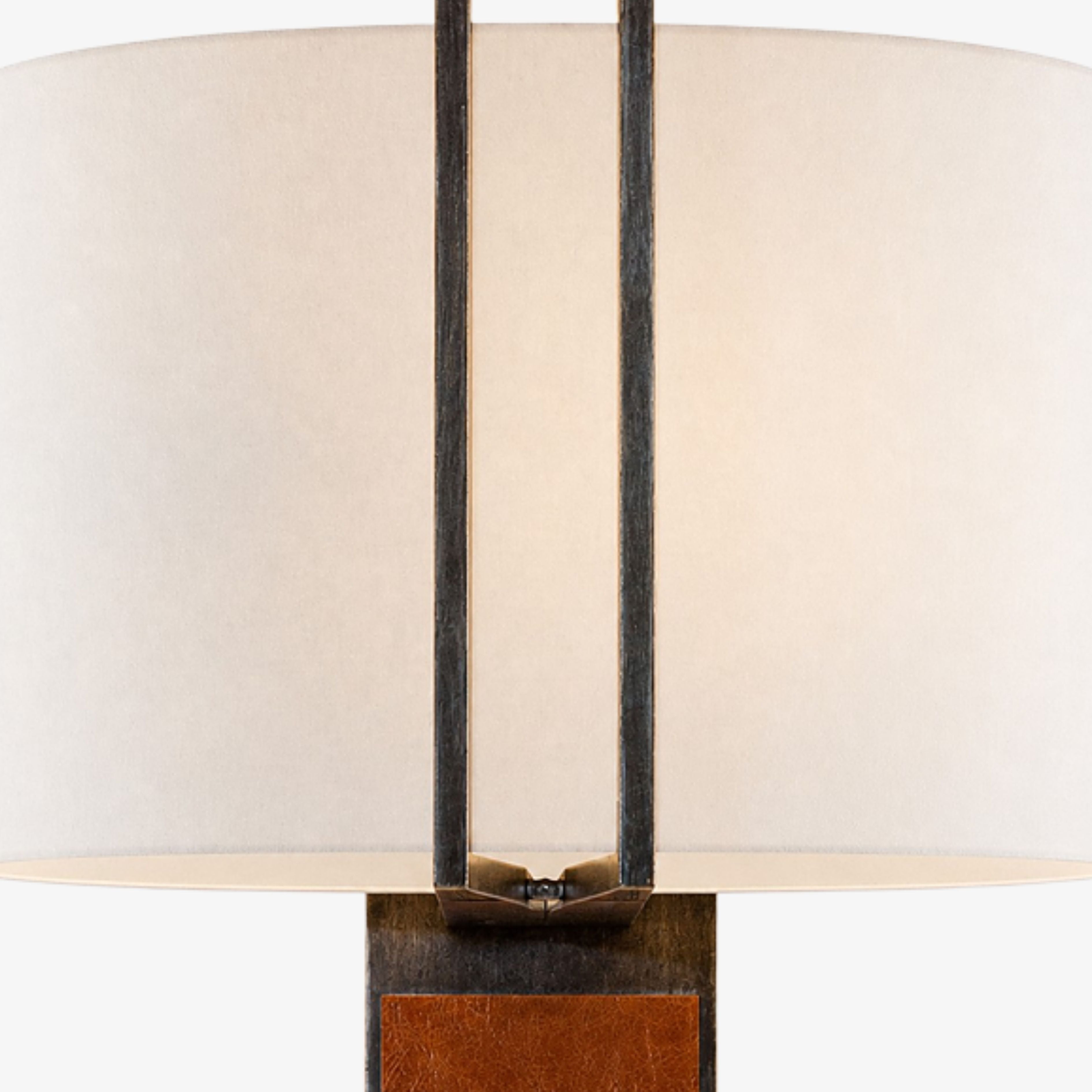 Cream fabric shade and metal frame detail