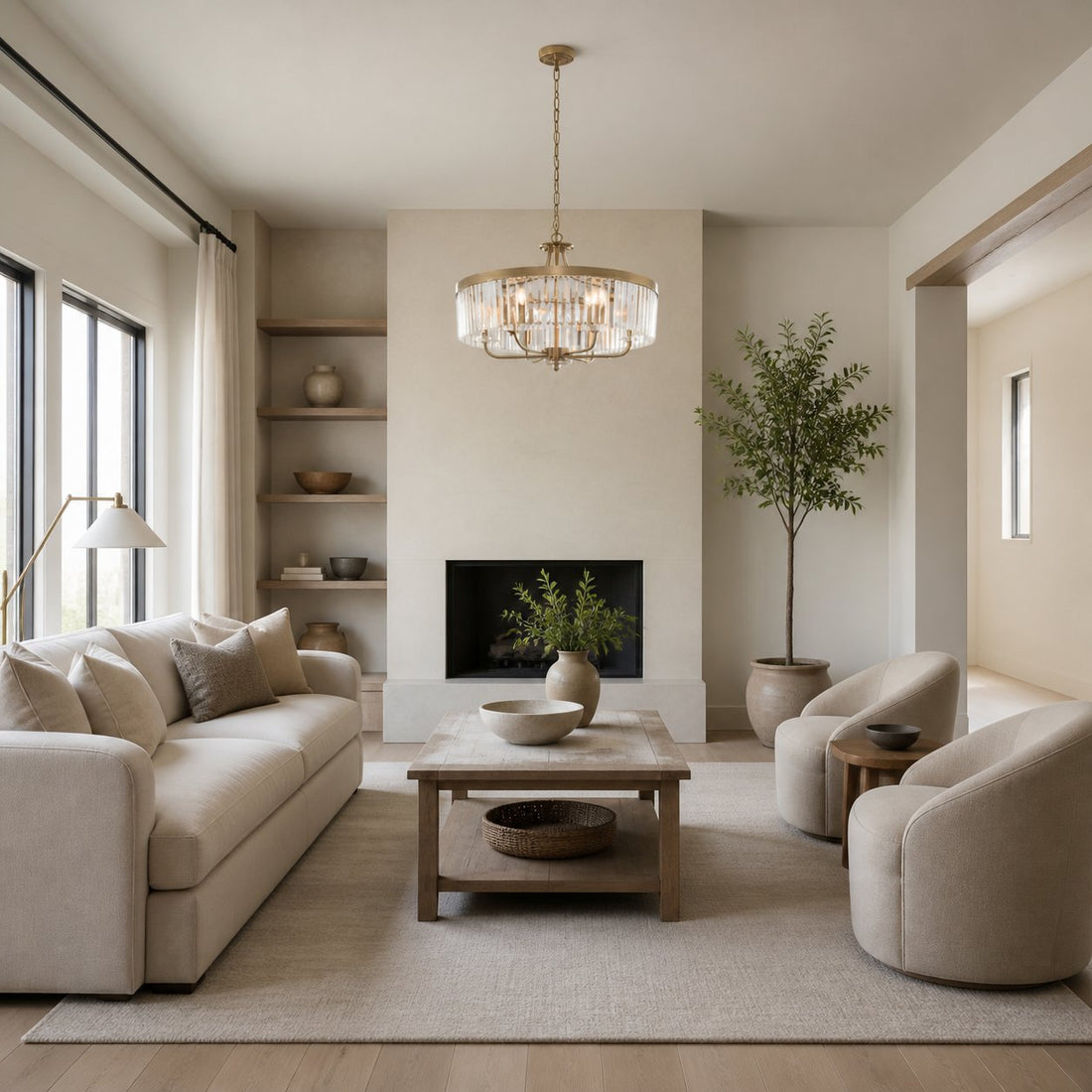 Beveline 6 Light Round Pendant - Cut Glass Shades Elegant Metal Frame for Dining Kitchen Island
