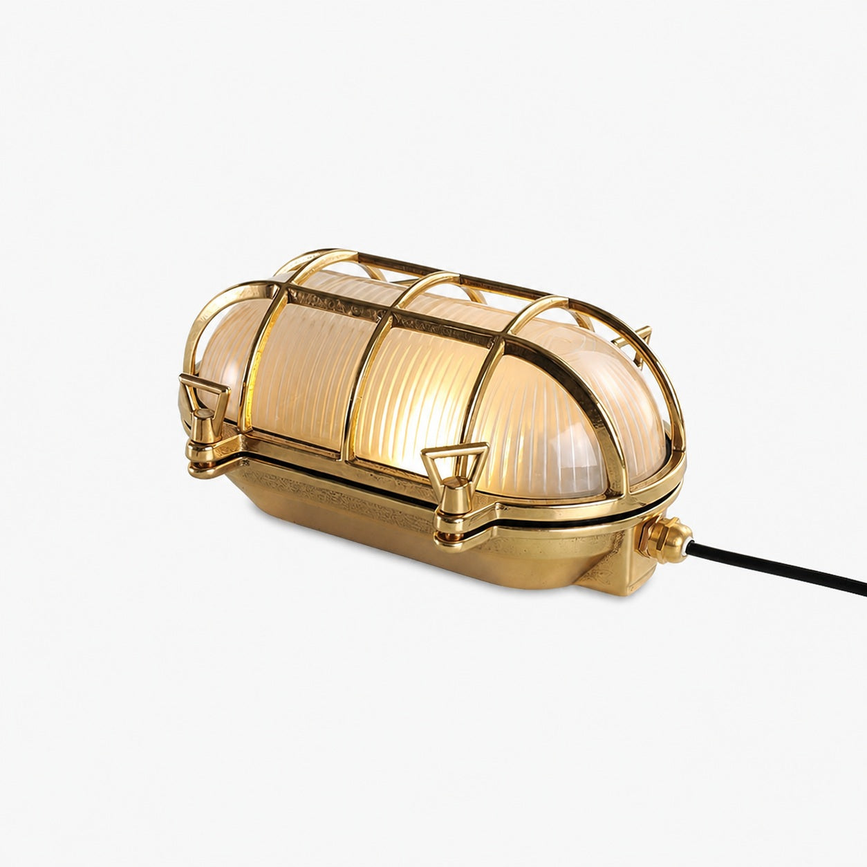 Ivoran Bulkhead Wall Sconce - Brass Caged Glass Vintage Industrial Light for Outdoor and Bathroom