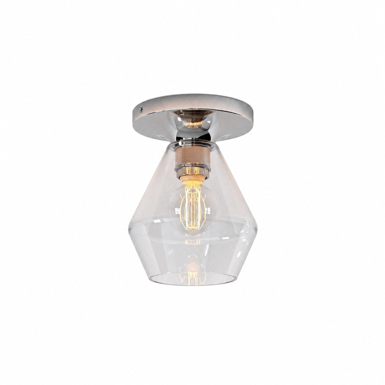 Merin Minimalist Sleek Geometric Glass Flushmount Light