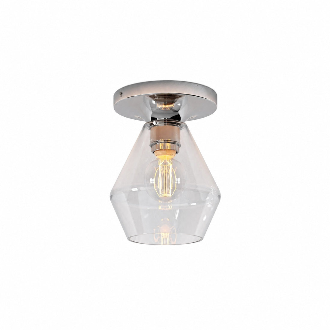 Merin Minimalist Sleek Geometric Glass Flushmount Light