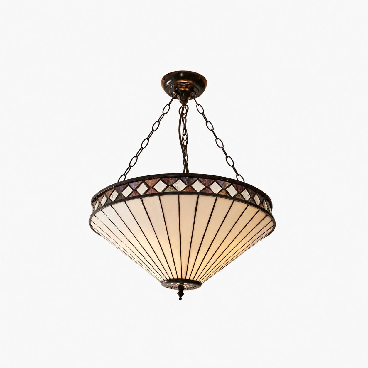 TF Fargo Adjustable Pendant with Stained-Glass Inspired Inverted Shade for Island and Dining