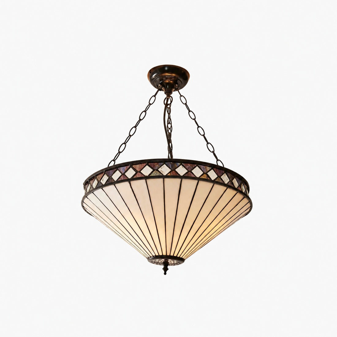 TF Fargo Adjustable Pendant with Stained-Glass Inspired Inverted Shade for Island and Dining